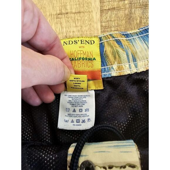 Lands' End Hoffman Fabrics Tropical Print Swim Trunks Men's Size 36-38 - Picture 4 of 8